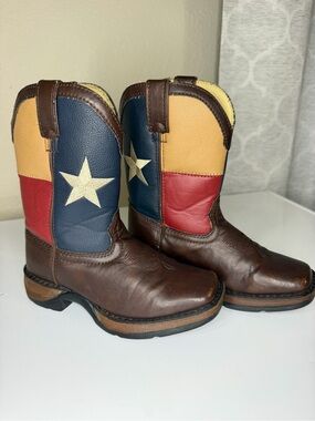 Durango Kids Texas Flag Western Cowboy Boots Brown Size 13M